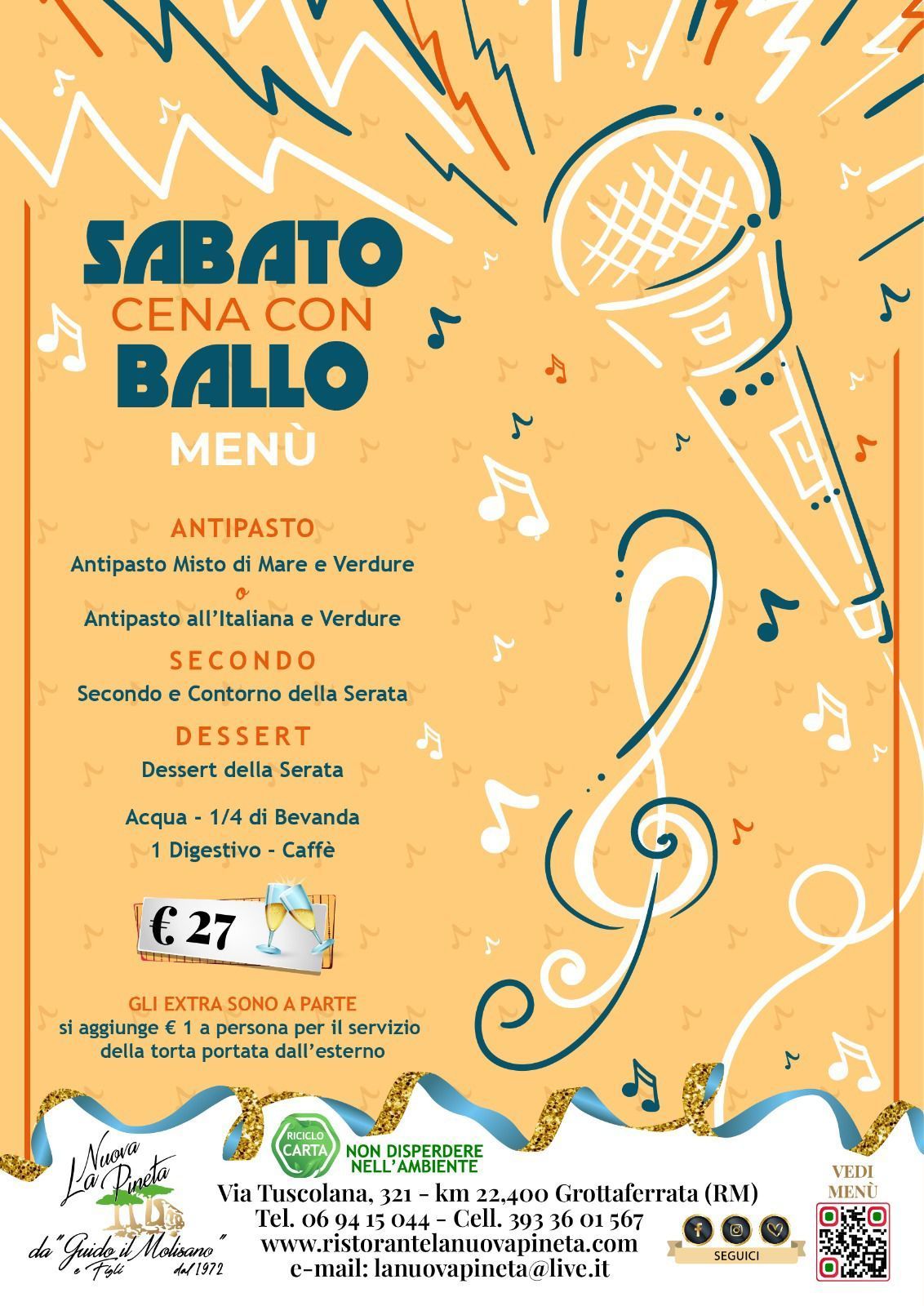 Manifesto pubblicitario del menù