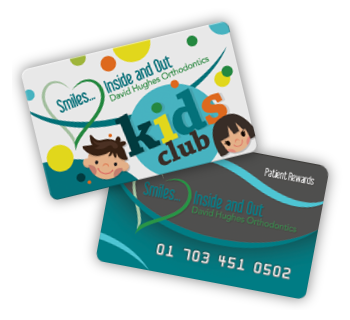 Two dental patient reward cards. One features a 