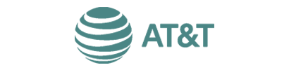 The at&t logo is shown on a white background.