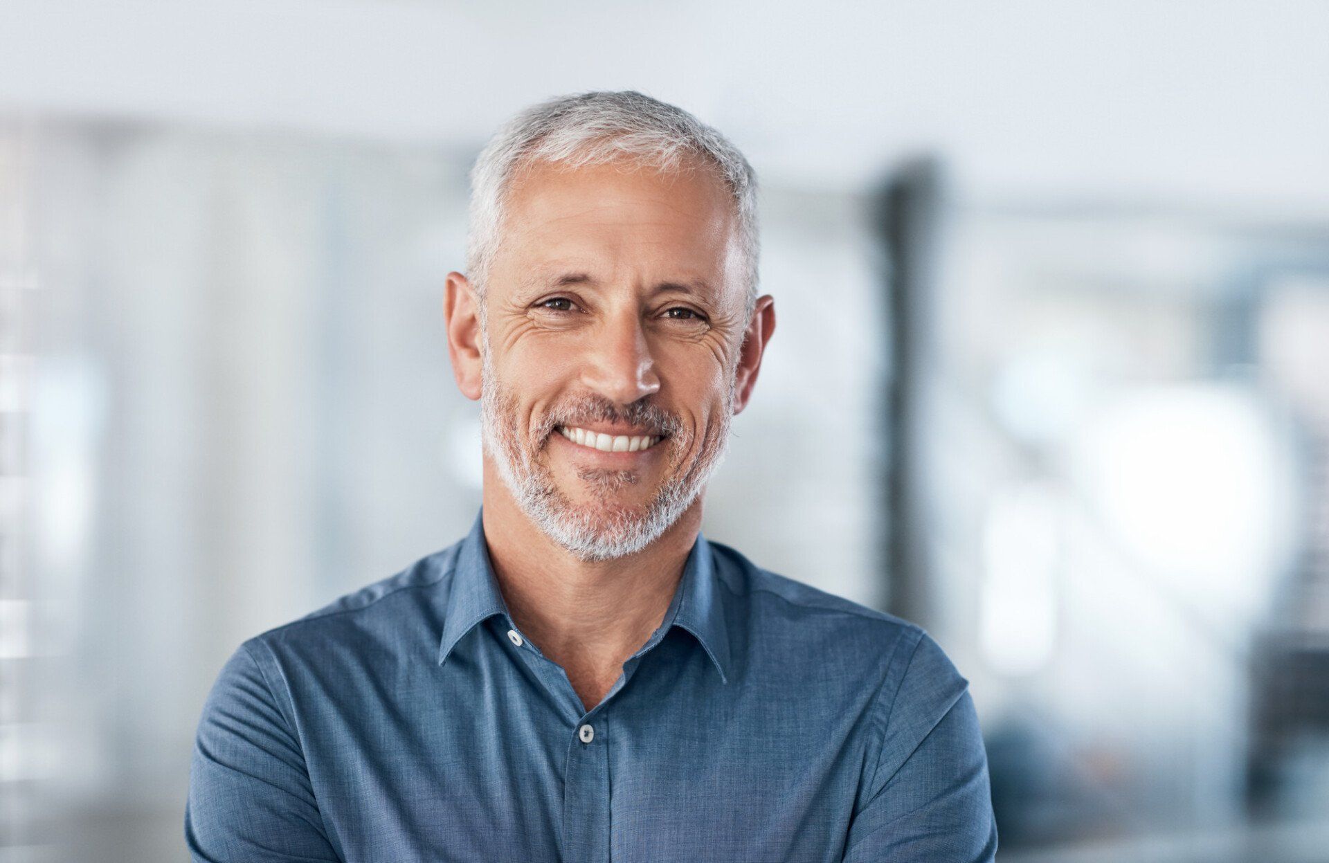 mature man smiling