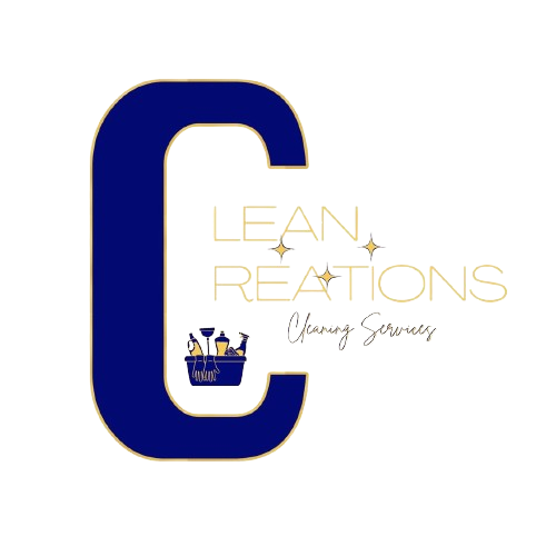 The logo for lean reactions cleaning services is blue and gold.