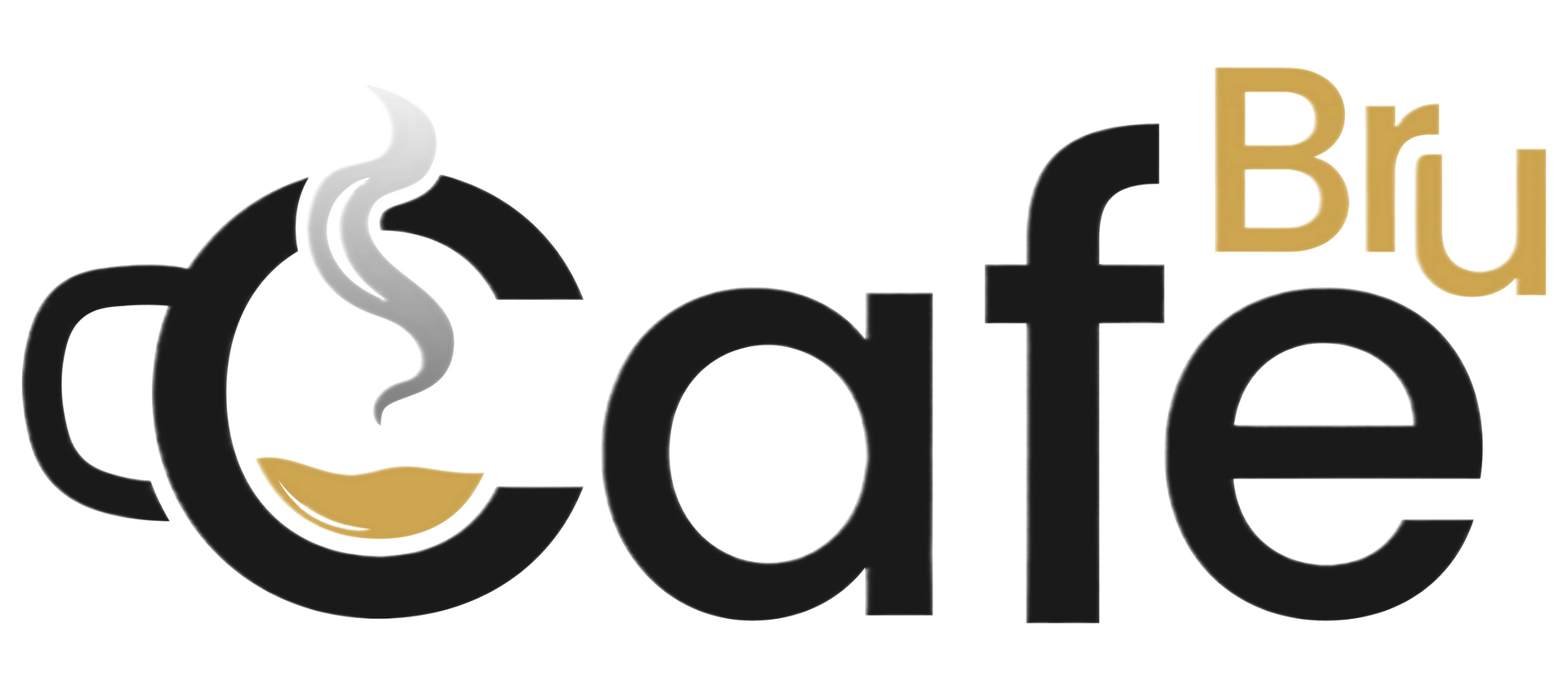 a black and gold logo for cafe bru