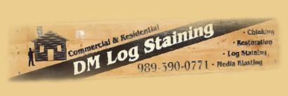 A sign for dm log staining with a phone number