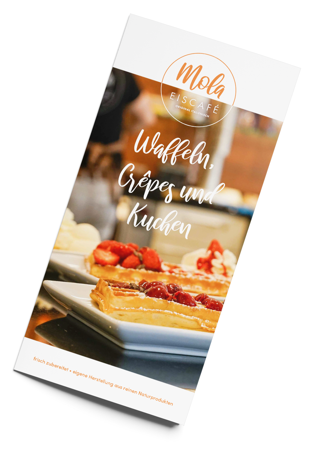 Waffel-,Crêpes- und Kuchenkarte Mockup Waffel-,Crêpes- und Kuchenkarte Mockup