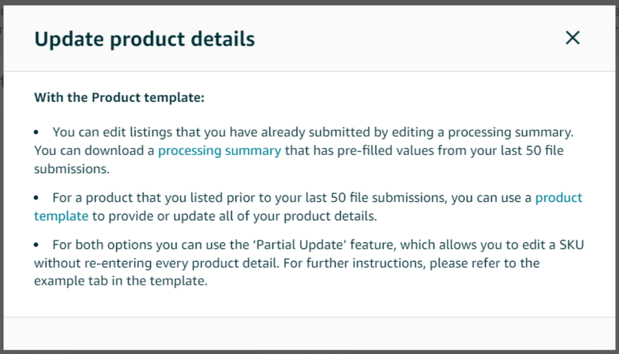 A screenshot of a window that says update product details.