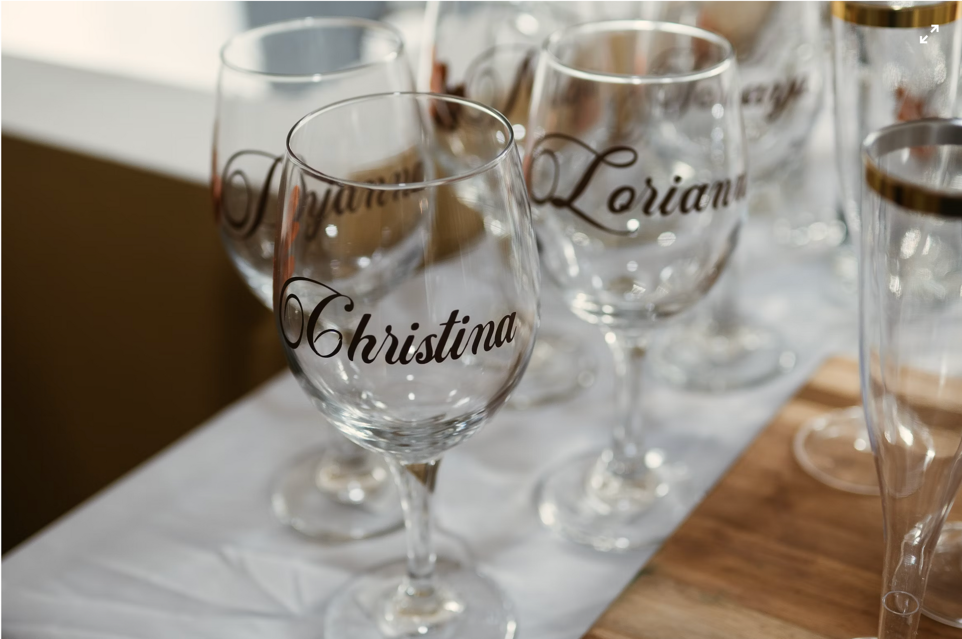 a wine glass with the name christina on it