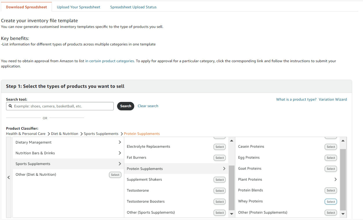 A screenshot of a website showing a list of products.
