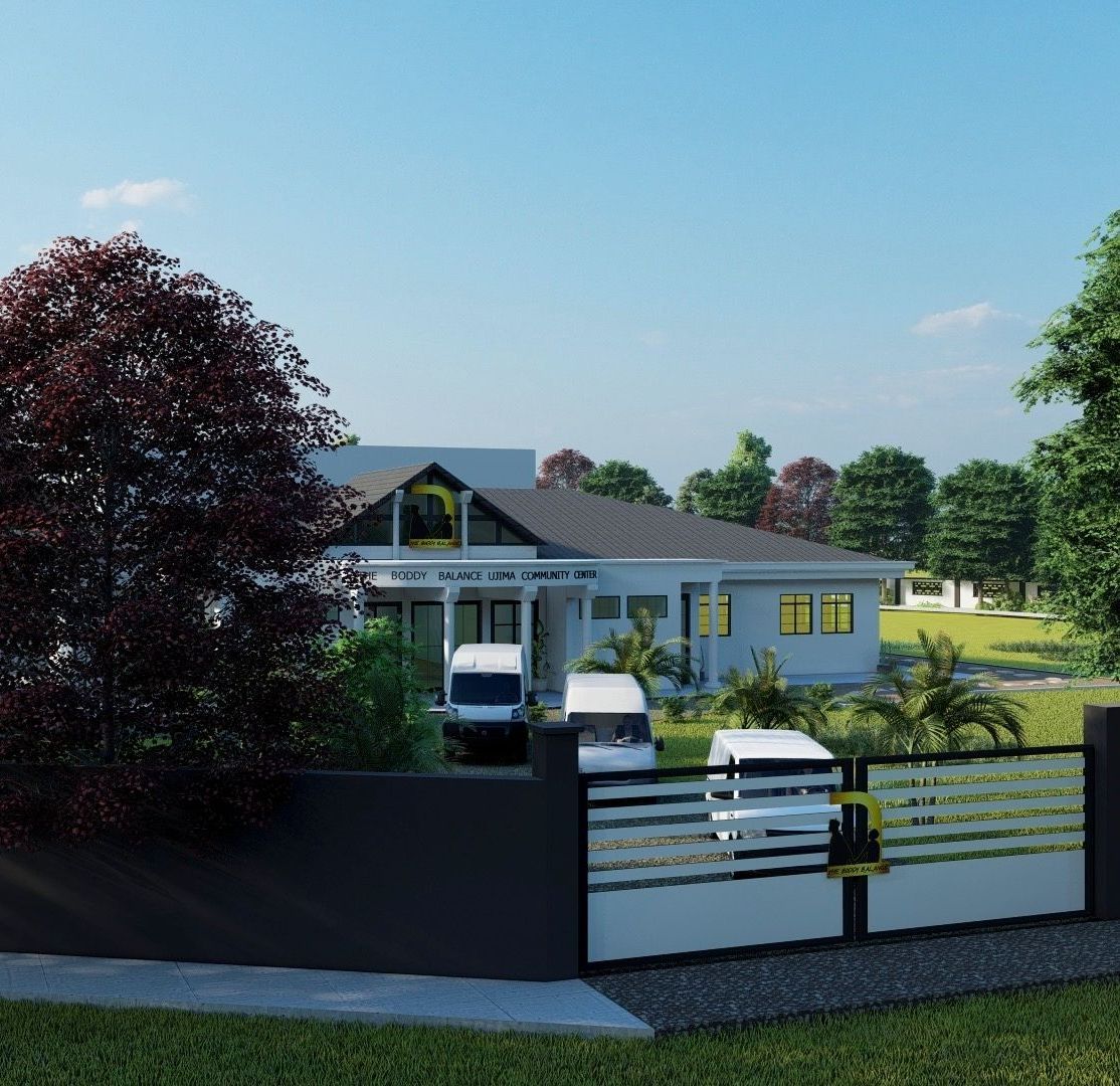 An artist 's impression of a house with a fence around it