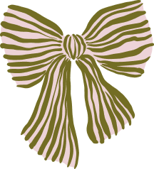 Olive green and pink ribbon bow.