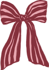 Red and pink striped bow with long, flowing tails.