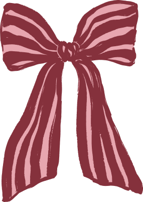 Red and pink striped bow with long, flowing tails.