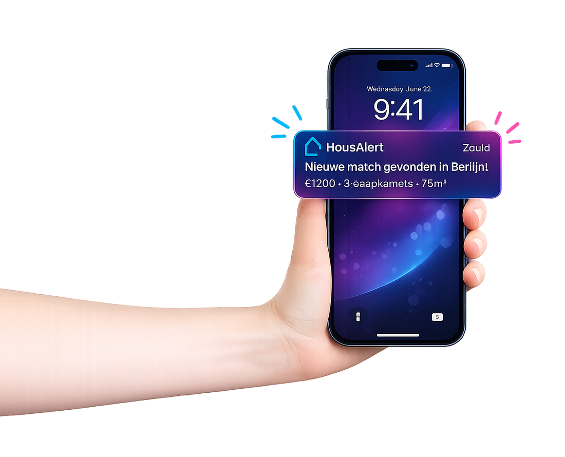 Hand holding a smartphone showing a blue notification alert on the lock screen