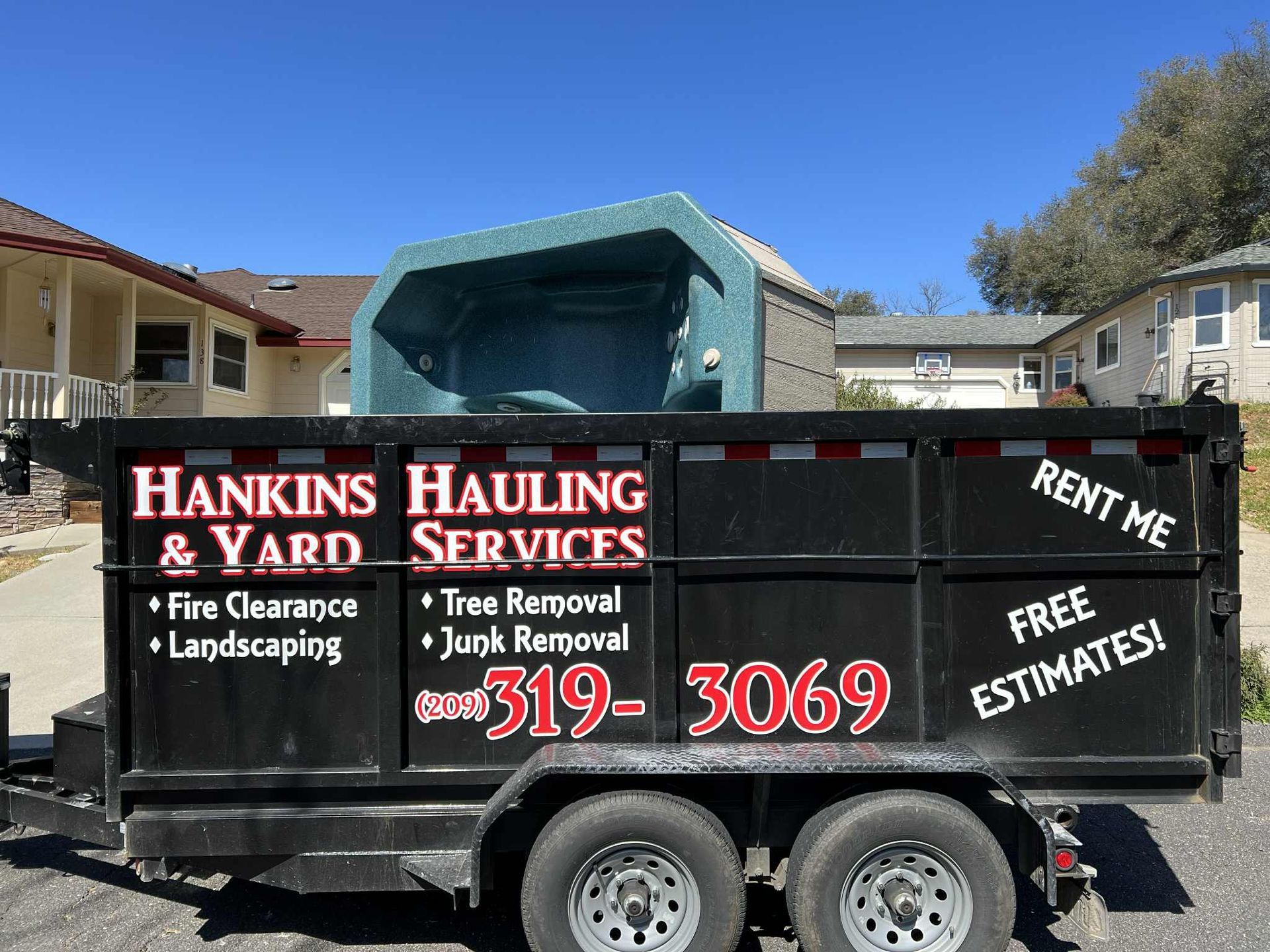 A black trailer with the words 