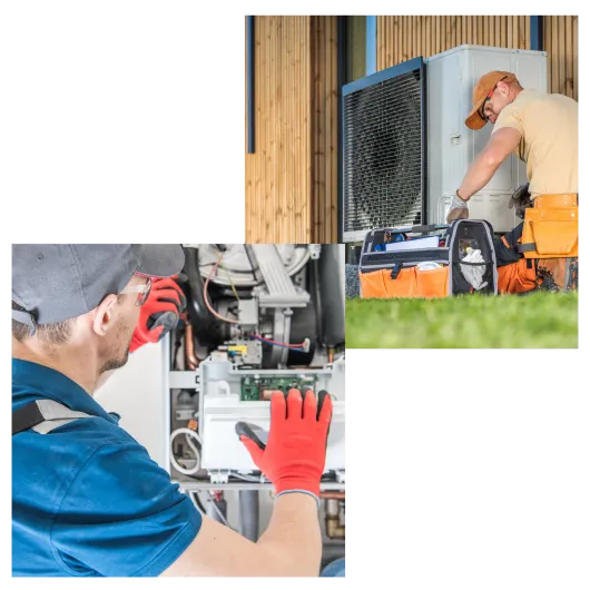 Climate Crew Heating Cooling LLC - A man wearing red gloves is working on a machine.