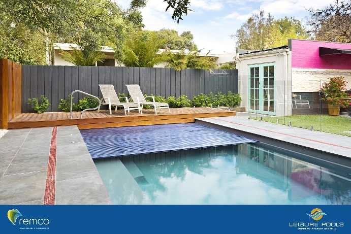 Modern Pool With Half Opened Cover — Pool and Landscaping in Dubbo, NSW