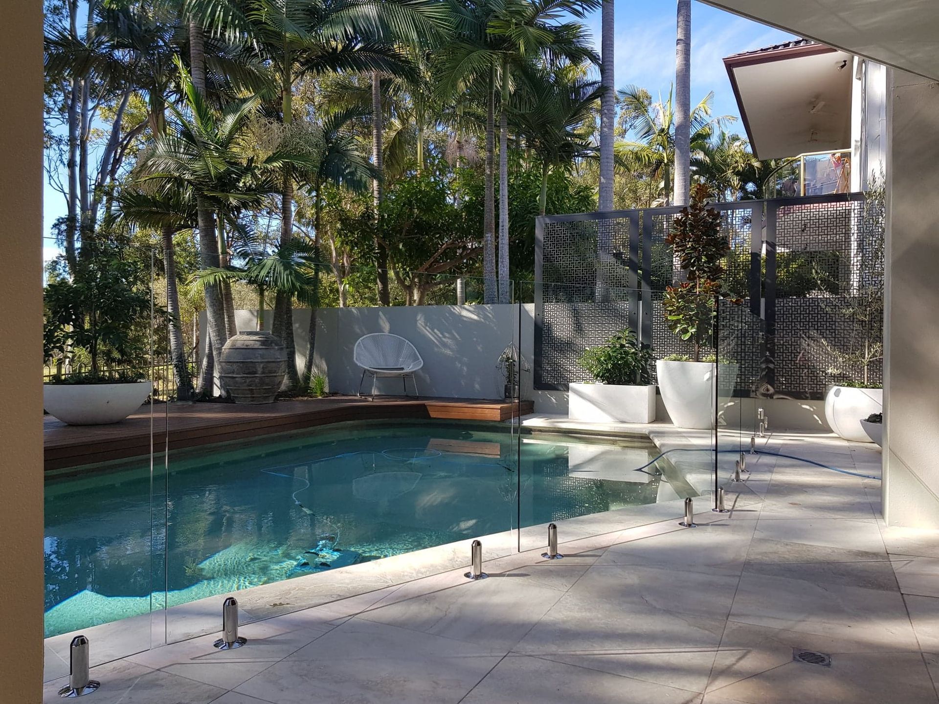 Full Frameless Glass Pool Fencing with Stainless Steel Spigots