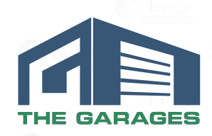 The logo for the garages is a blue building with a green roof.