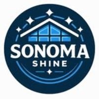 Sonoma Shine logo: White house silhouette with blue windows, stars, and text on a dark blue circle.