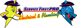 logo for service first pro electrical and plumbing in texarkana