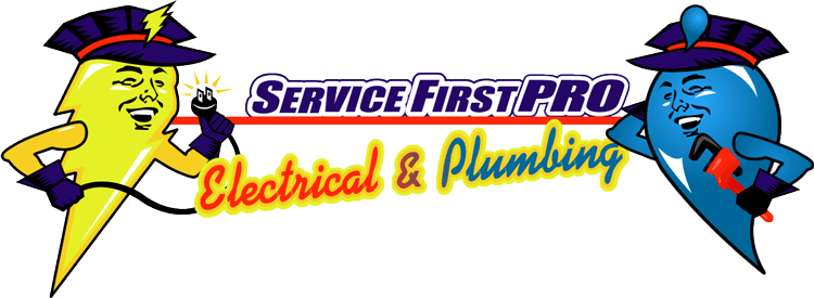 A logo for service first pro electrical and plumbing