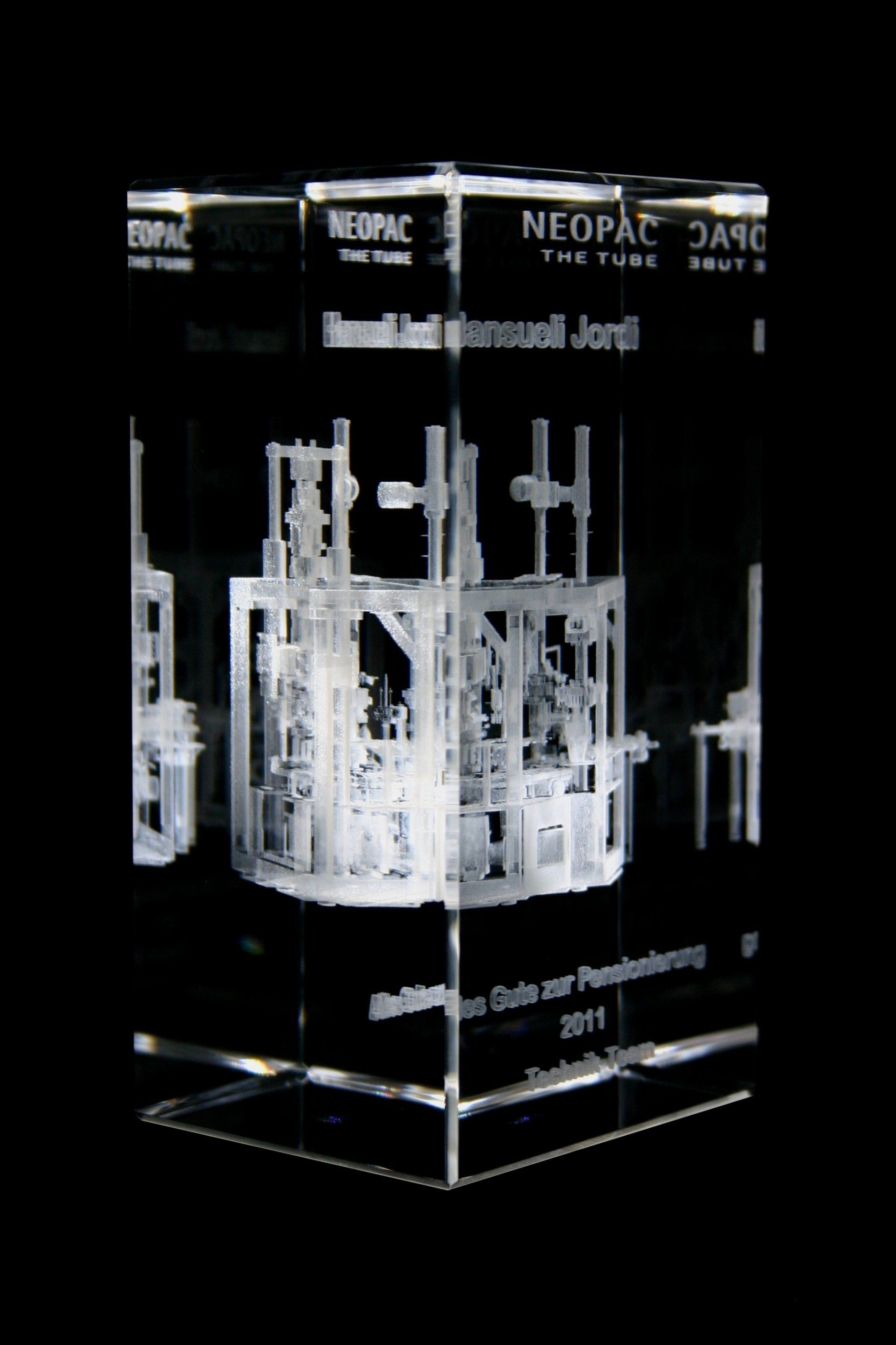 3D Lasergravuren Dienstaltersgeschenk 