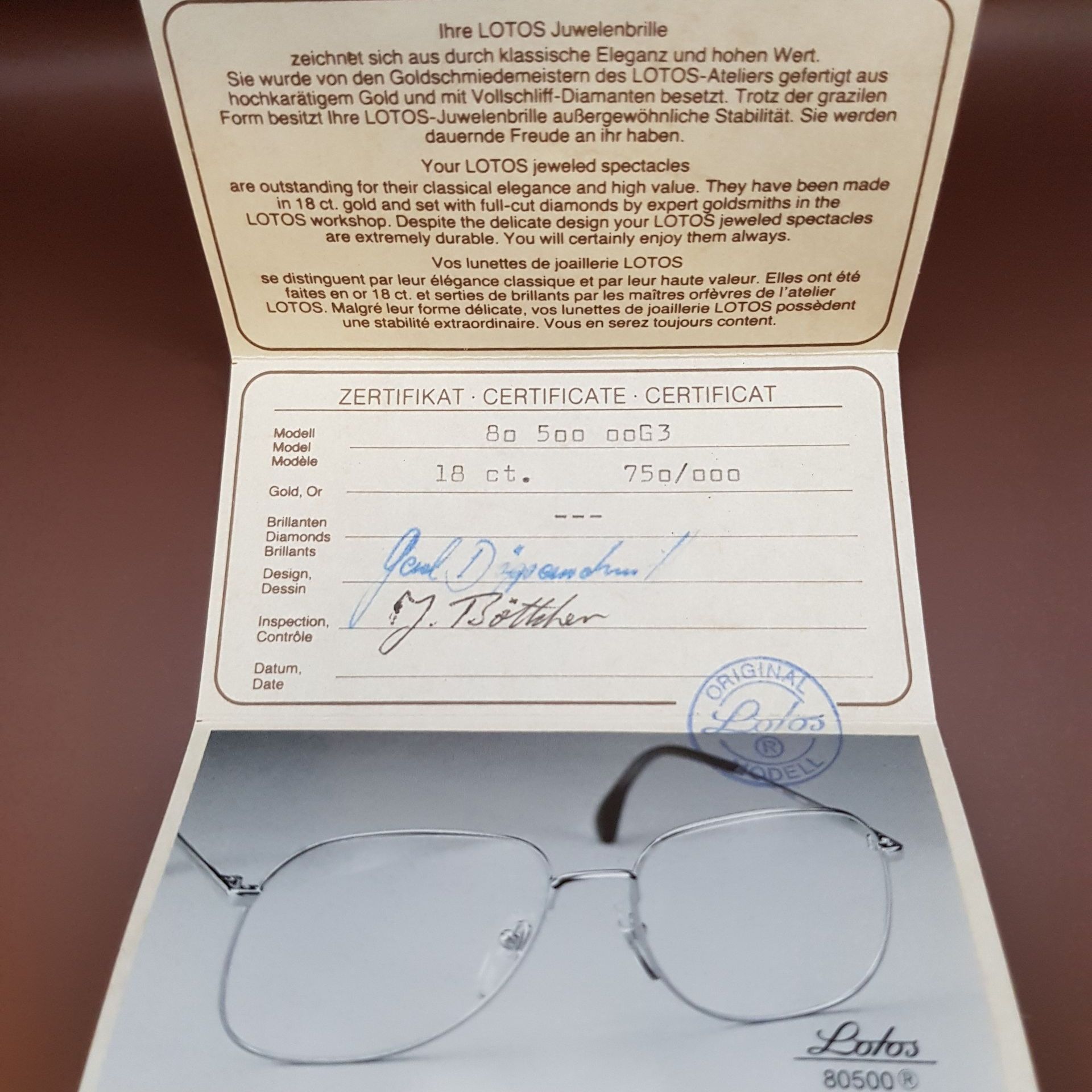 LOTOS Goldbrille 750er Echtgold 