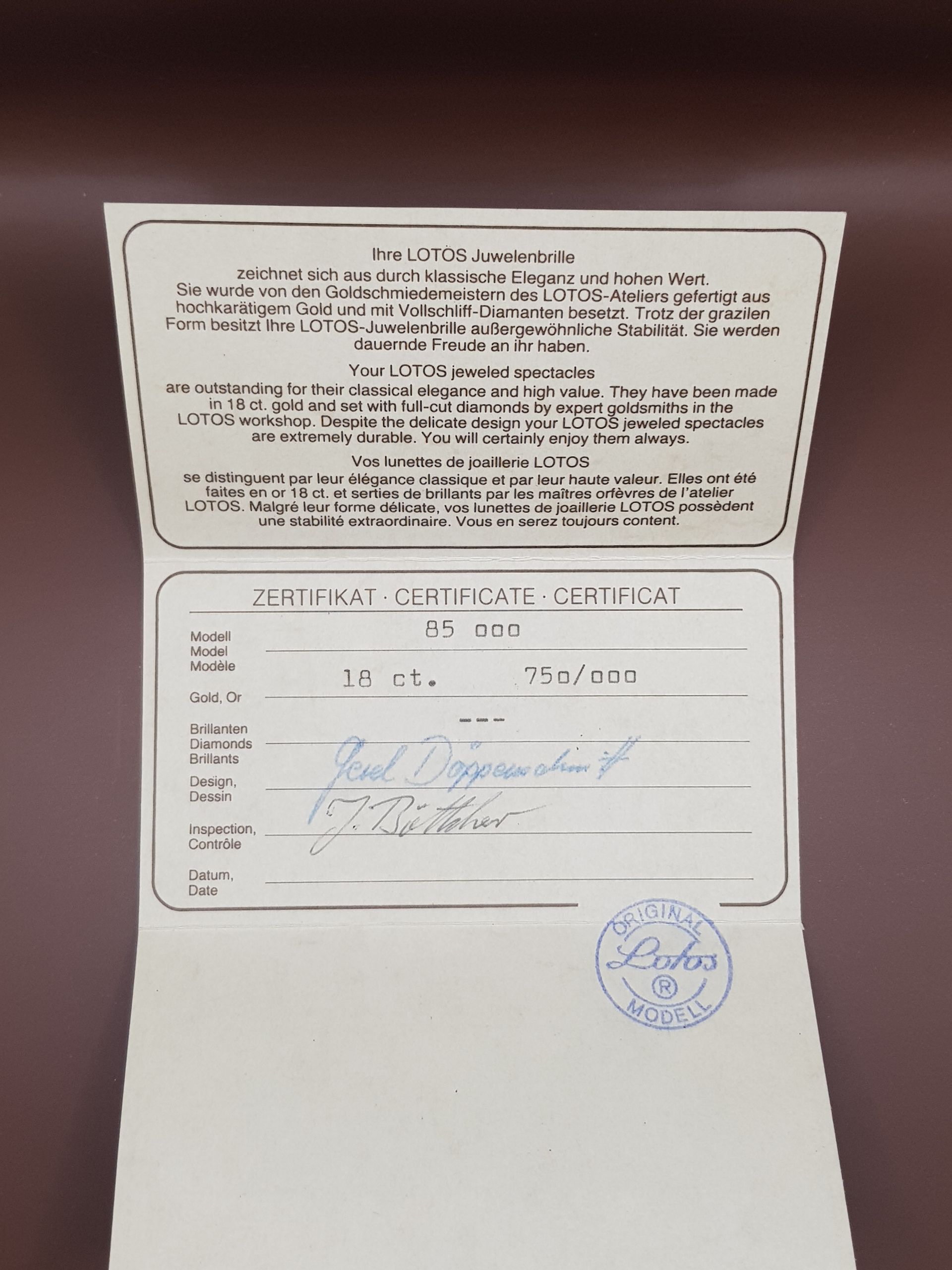 LOTOS Goldbrille 750er Echtgold 