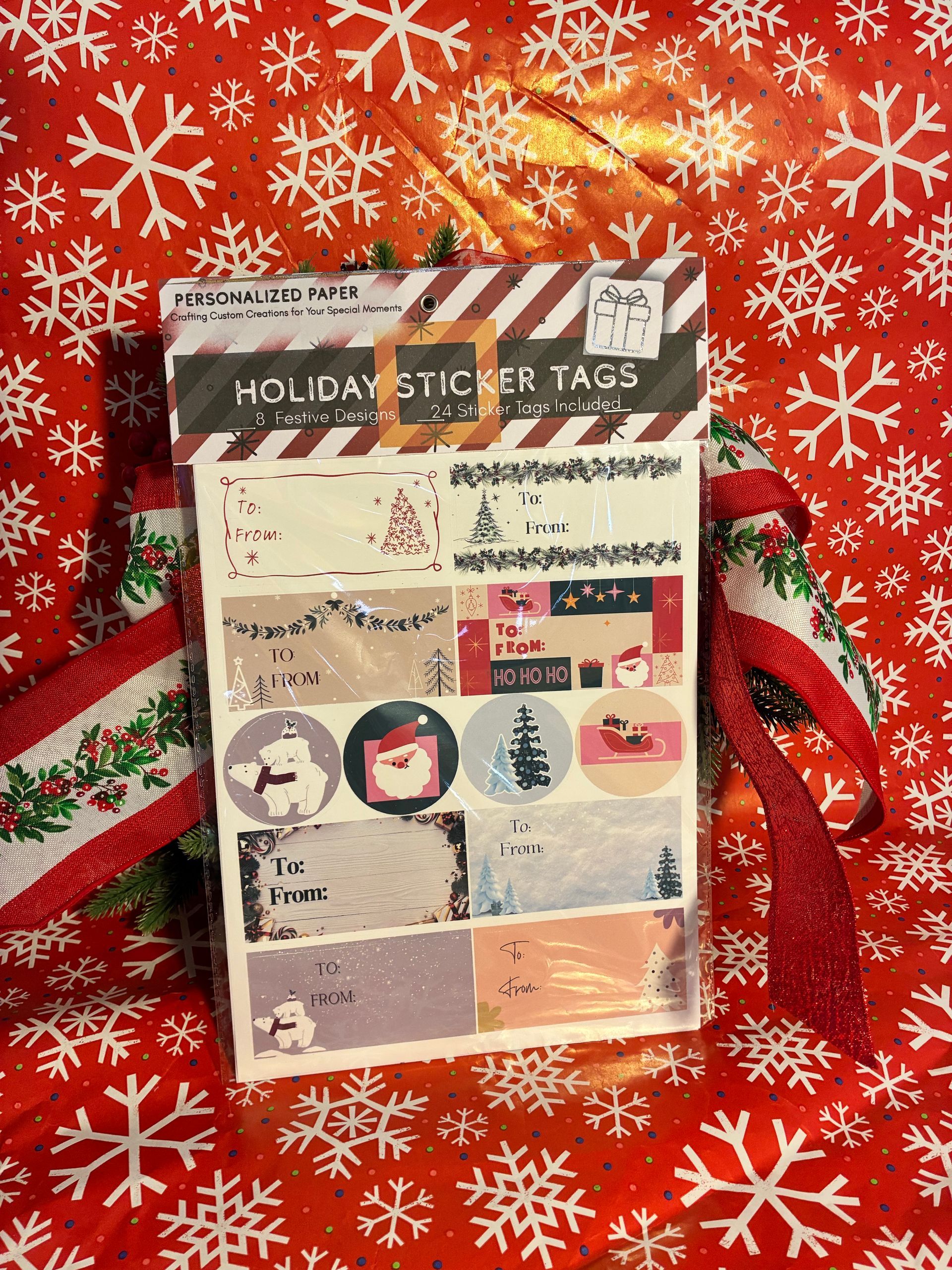 Holiday Gift Sticker Tag Set – 24 pack