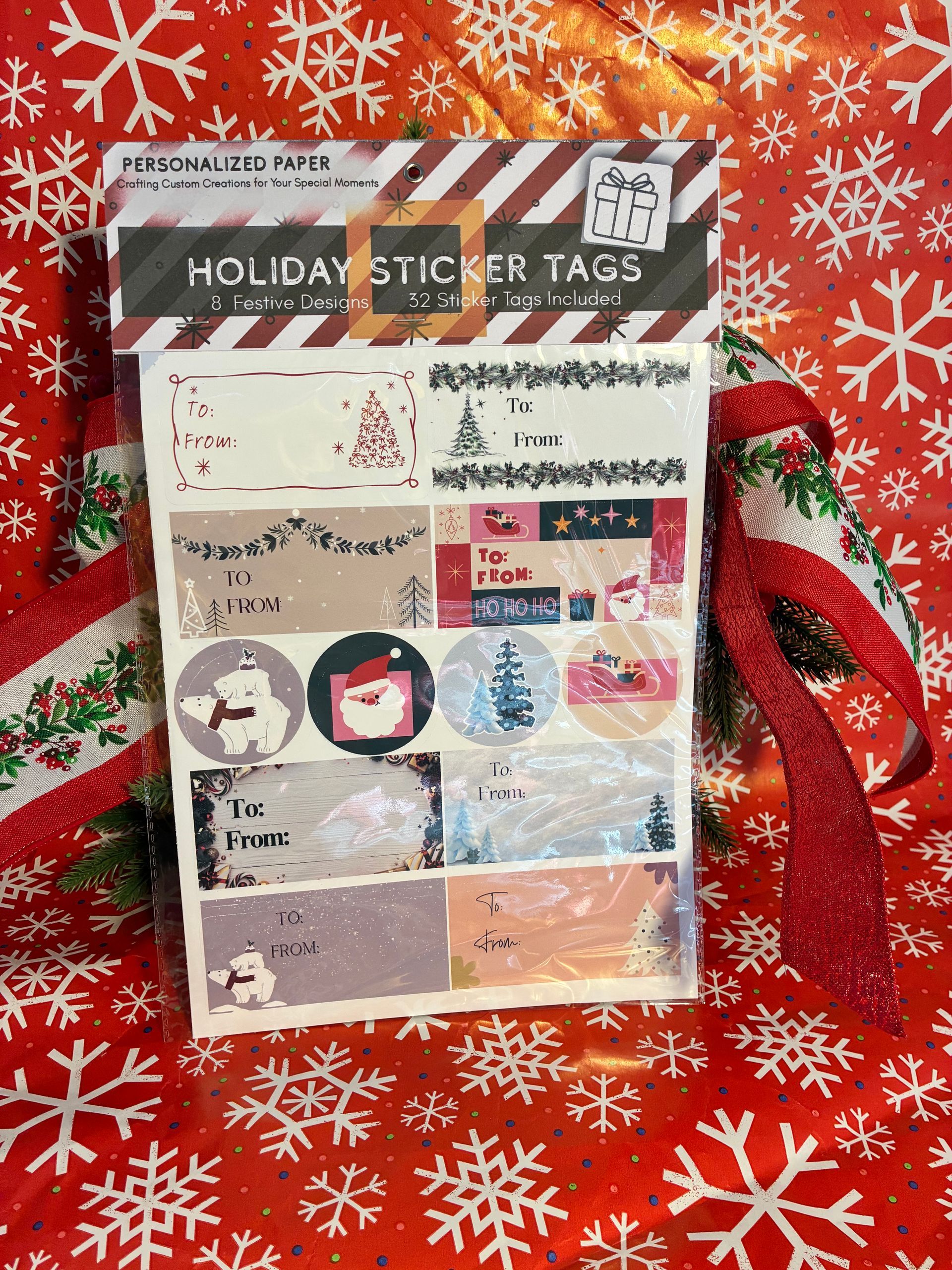 Holiday Gift Sticker Tag Set - 32 pack