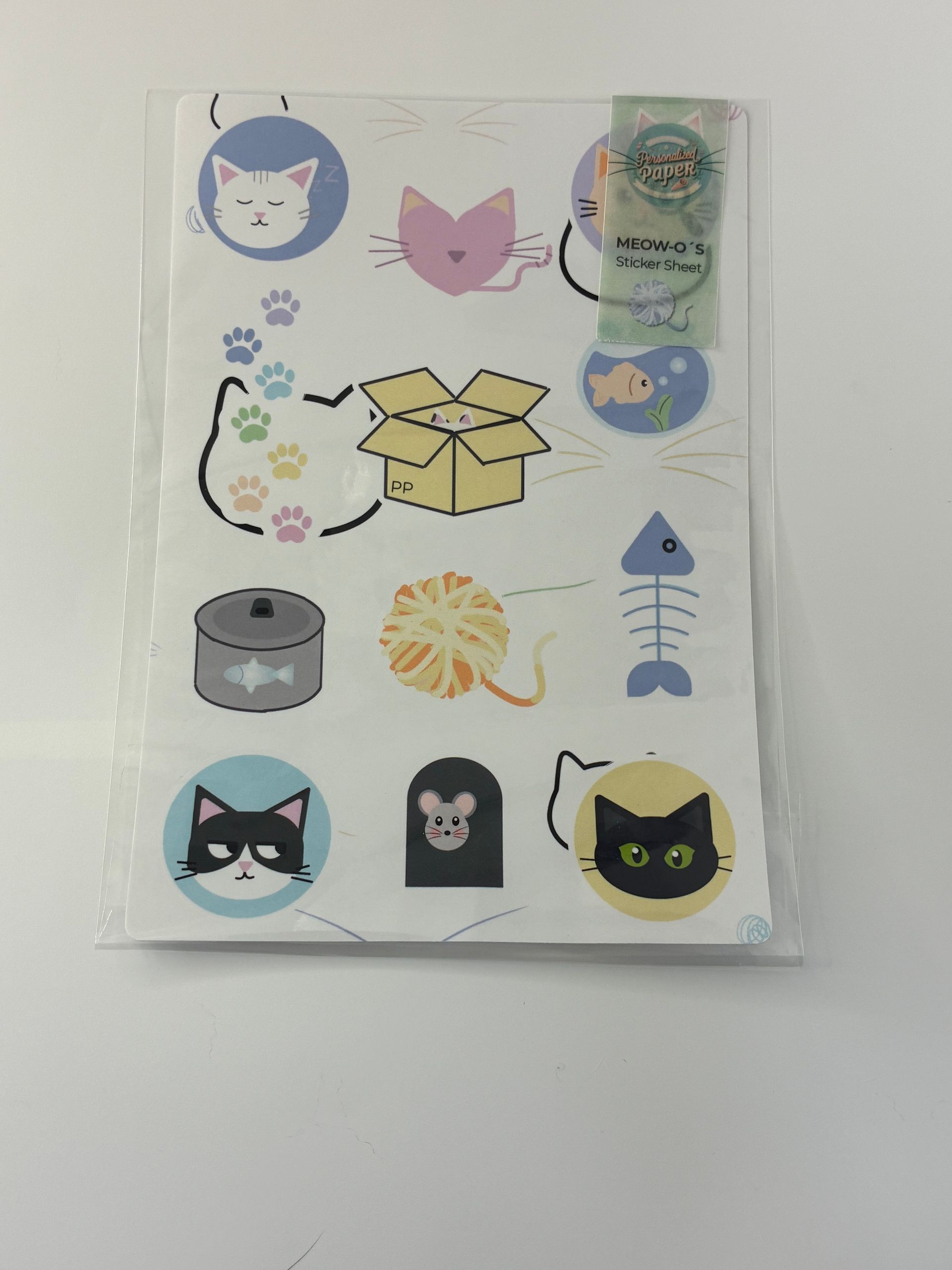 Meow-O Cat Sticker Sheet – 12 Glossy Vinyl Stickers