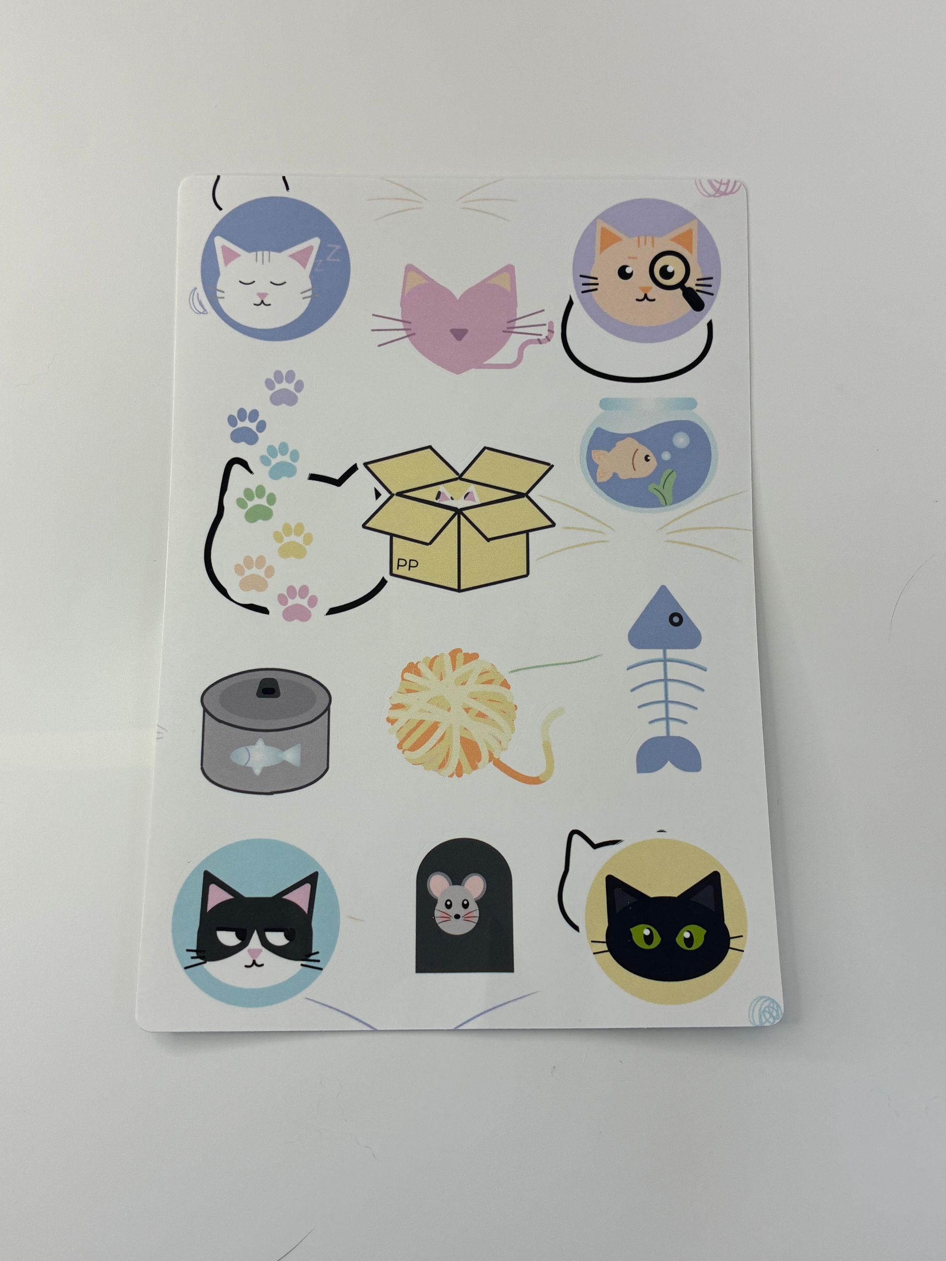 Meow-O Cat Sticker Sheet – 12 Glossy Vinyl Stickers