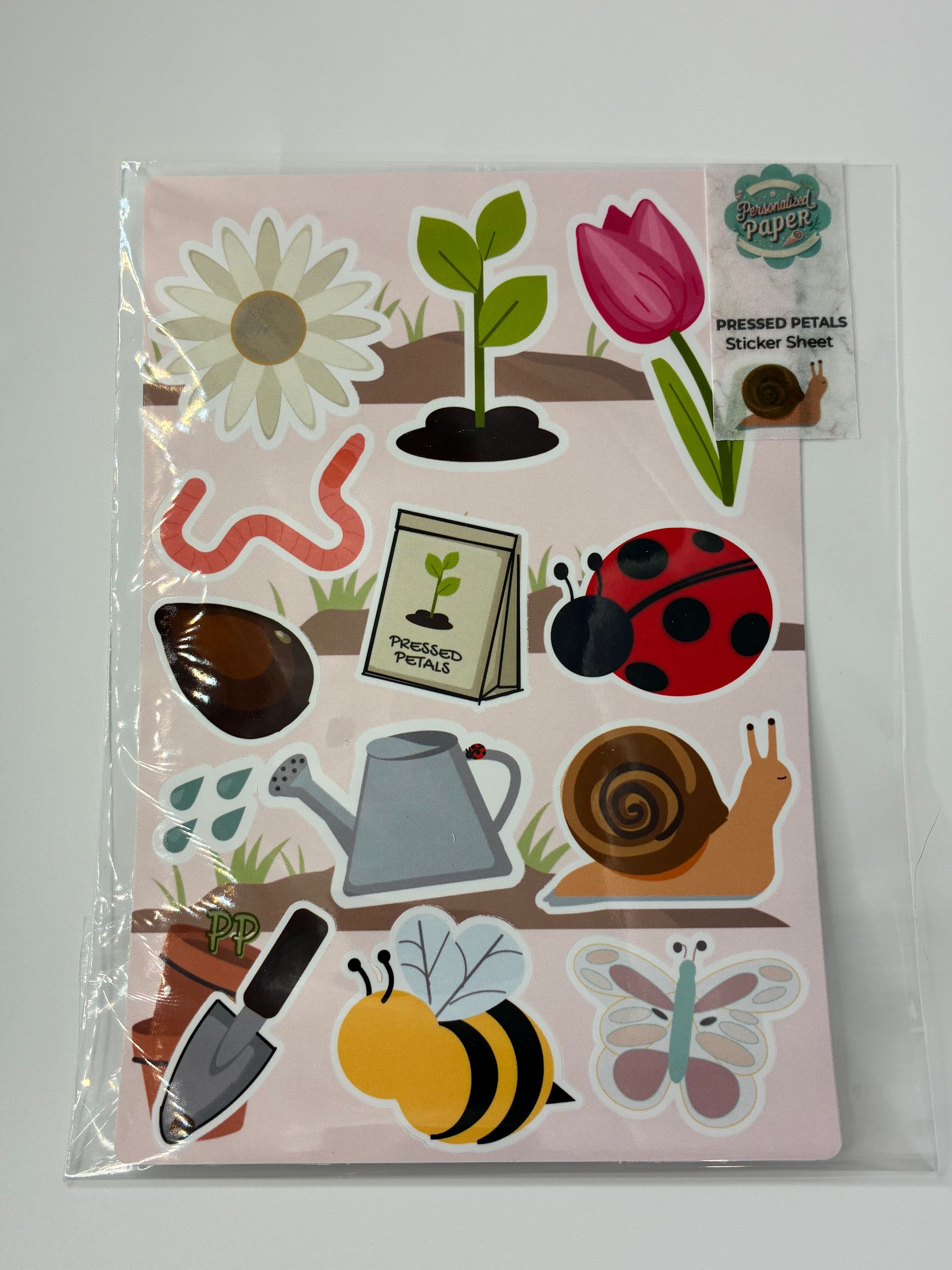 Pressed Petals Garden Sticker Sheet – 12 Glossy Vinyl Stickers
