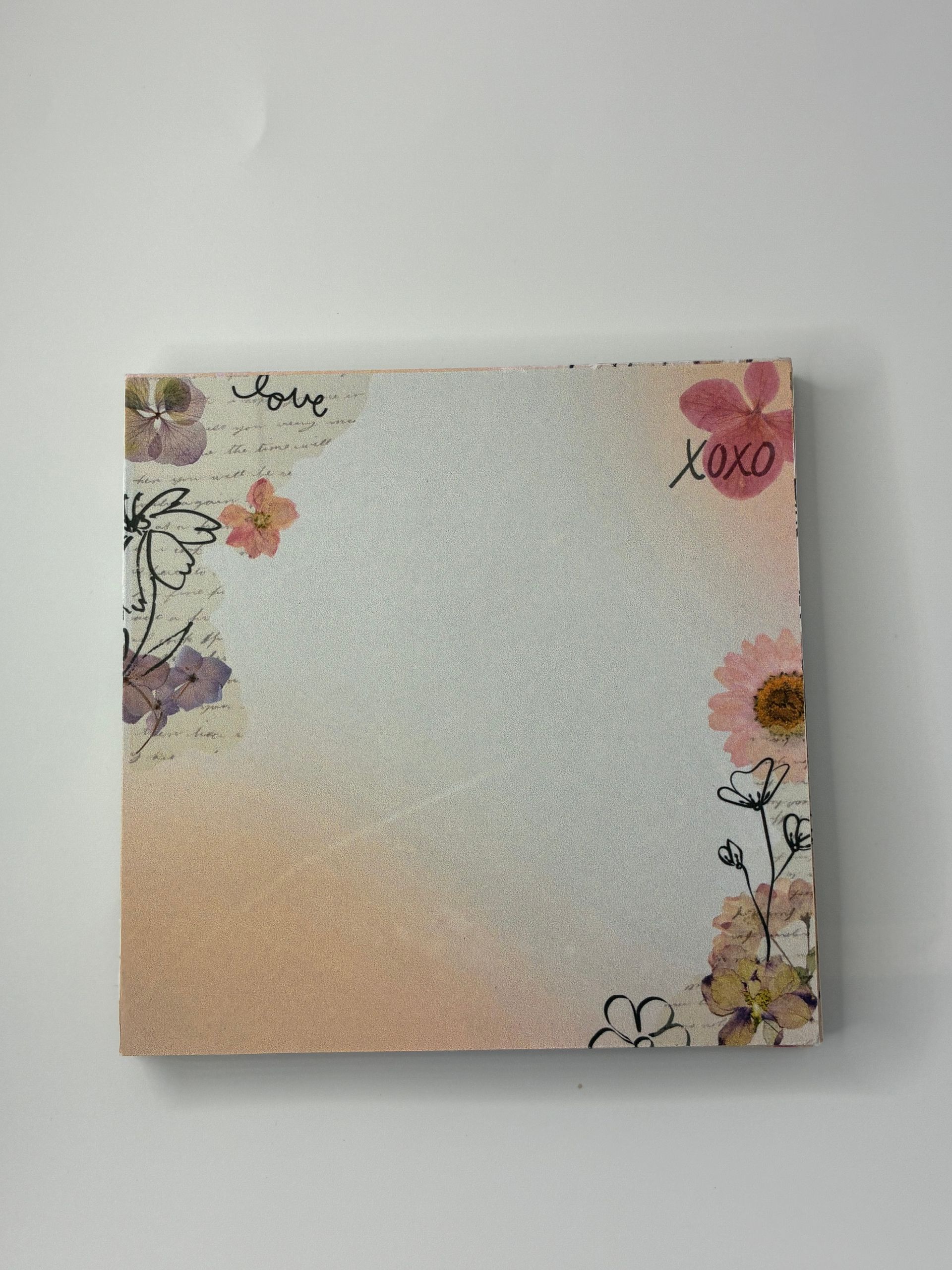 Pressed Petals Love Notes – 4 × 4 Floral Notepad