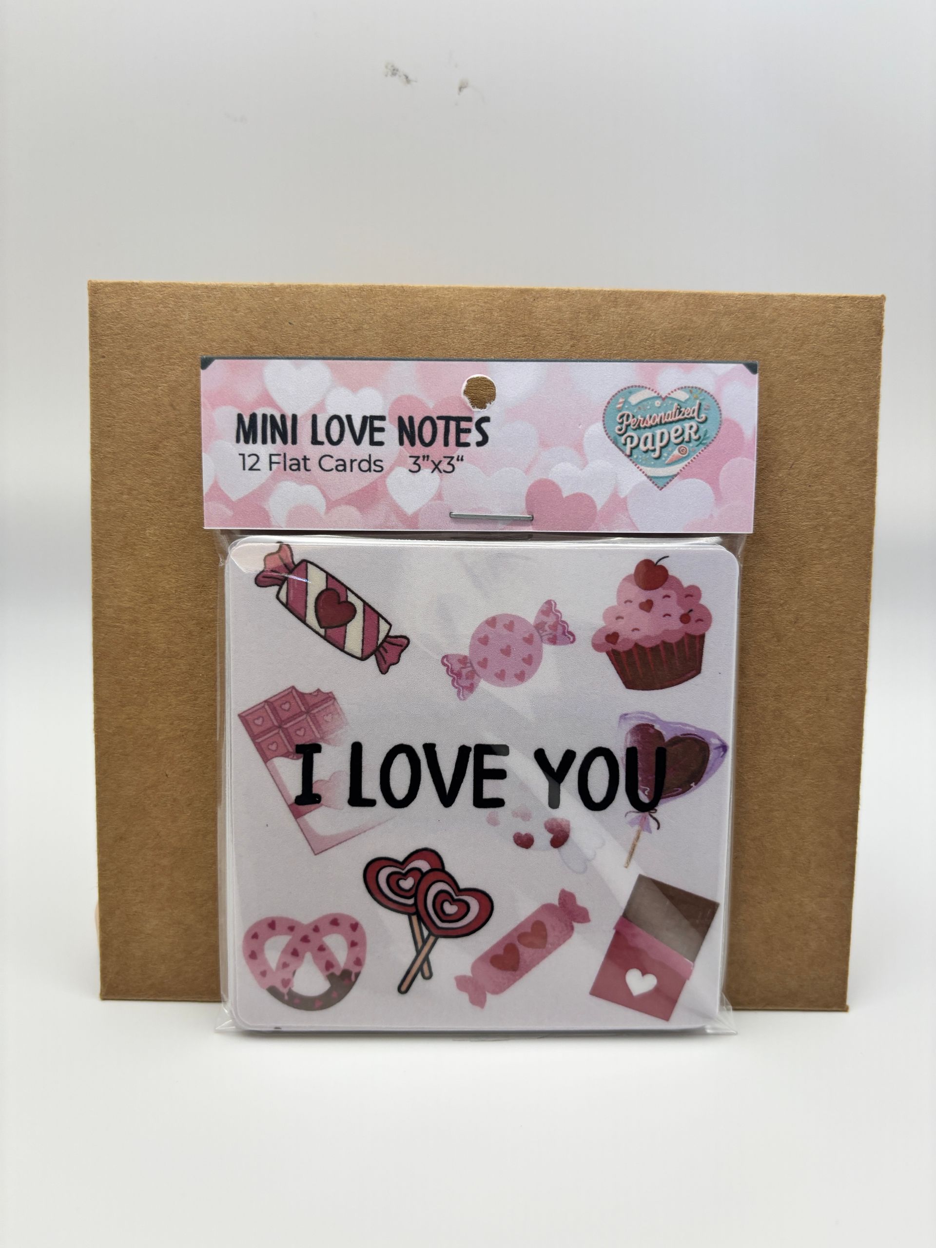 Mini Love Notes (12 Pack) | 3x3 Flat Cards- Candy
