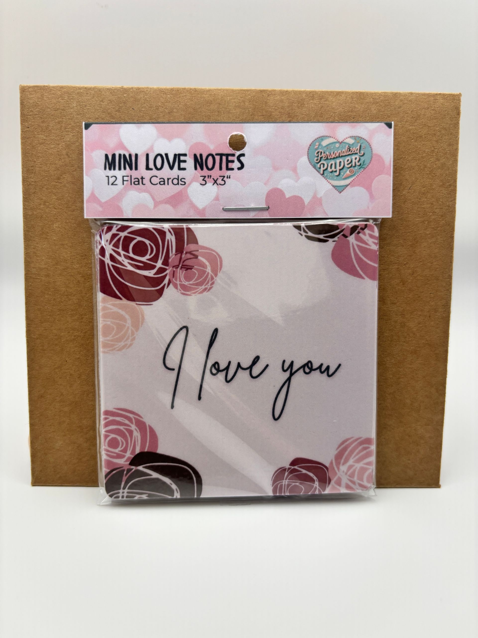 Mini Love Notes (12 Pack) | 3x3 Flat Cards- Roses