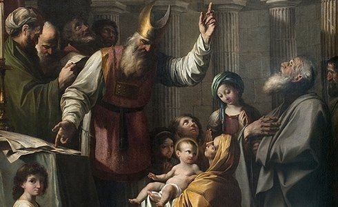 riproduzione di quadro con Madonna, Gesù bambino e personaggi vari
