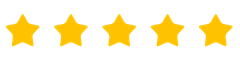 A row of five yellow stars on a white background.