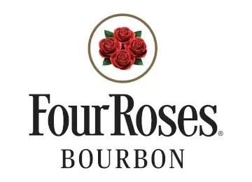 The Four Roses Bourbon logo featuring a circular icon of four red roses above the text 