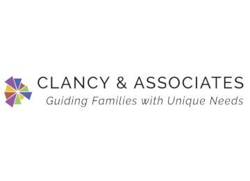 Logo for Clancy & Associates with a colorful, multi-petaled flower icon next to the company name and tagline.