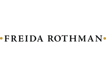 The Freida Rothman logo: black, serif text with a small, gold dot on either side of the name.