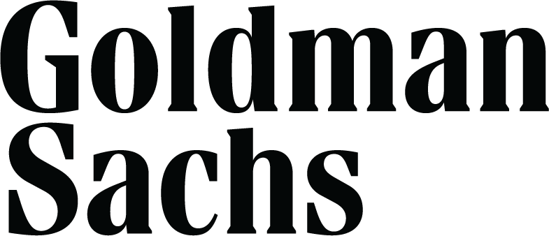 Black logo of the investment bank Goldman Sachs featuring the company name in a bold, serif font on a white background.