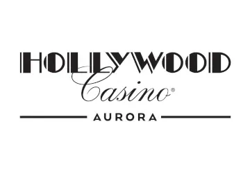 The black and white logo for Hollywood Casino Aurora featuring stylized, bold text.
