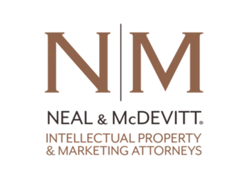 Logo for Neal & McDevitt, Intellectual Property & Marketing Attorneys, with a brown N and M separated by a vertical line.