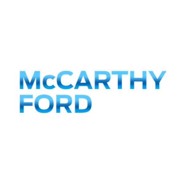 The McCarthy Ford logo, featuring the company name in a bold, blue gradient font against a white background.
