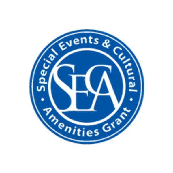 Blue circular logo with the white text 