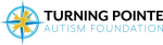 Logo for Turning Pointe Autism Foundation, featuring a gold puzzle-piece compass icon next to the organization's name.
