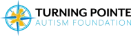 Logo for Turning Pointe Autism Foundation, featuring a gold puzzle-piece compass icon next to the organization's name.