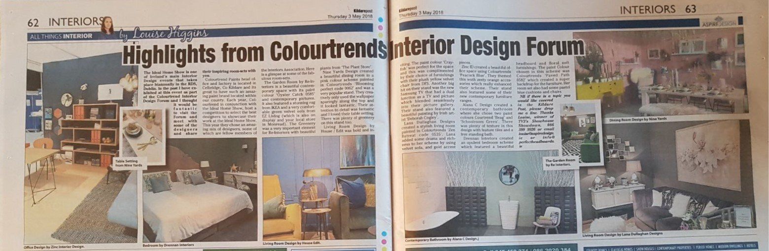 Lana Dullaghan Designs in 'Kildare Post' newspaper, 3 May 2018