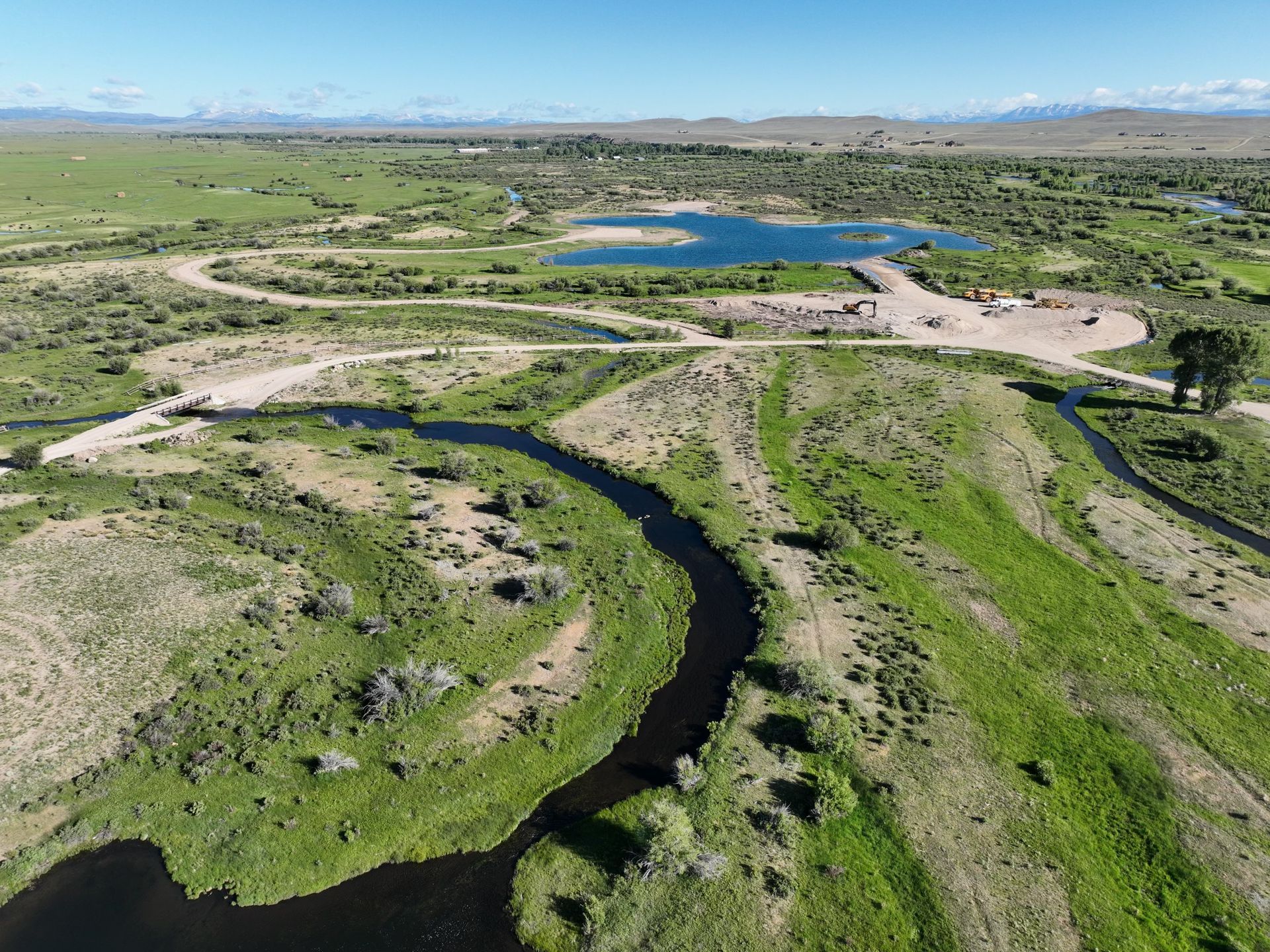 An aerial view of Jemas Ranch in Daniel, Wyoming.