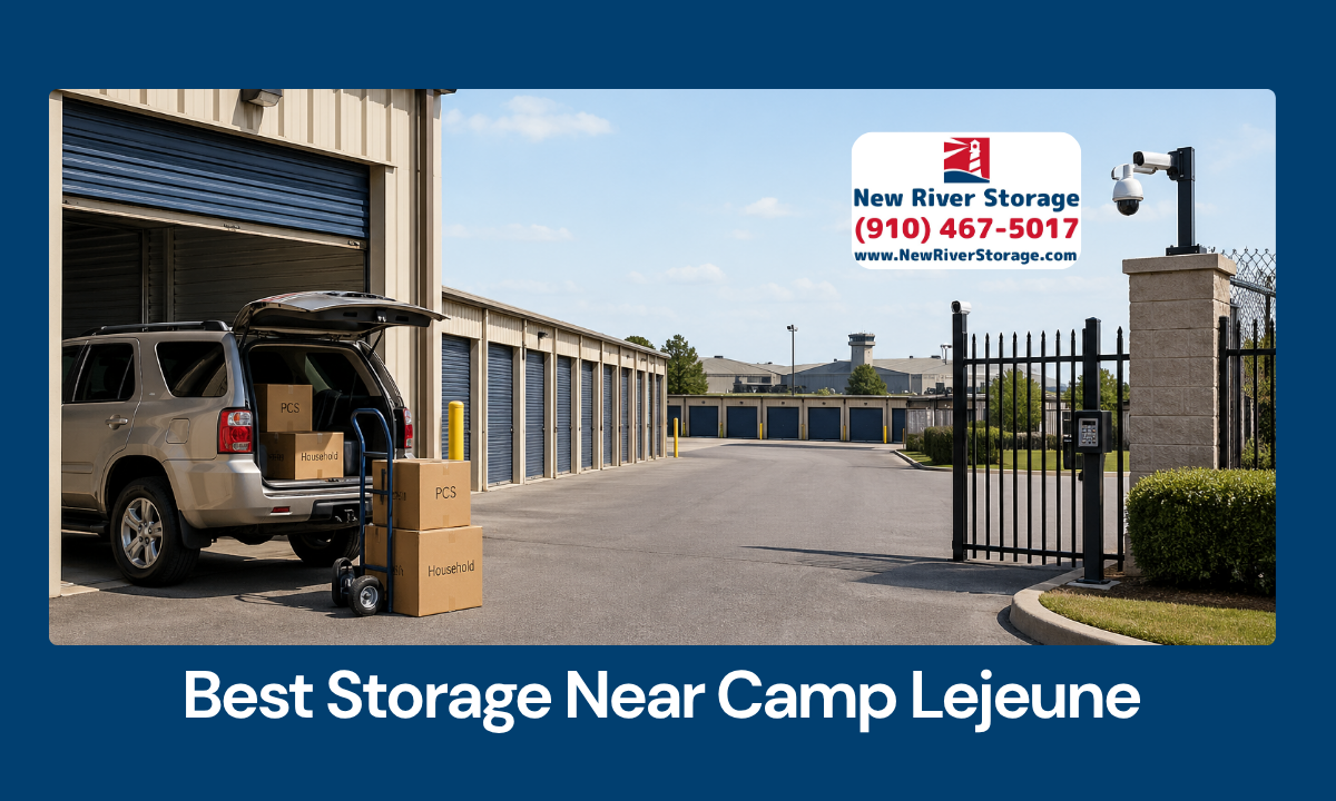 Secure self storage facility near Camp Lejeune with drive-up access and organized units